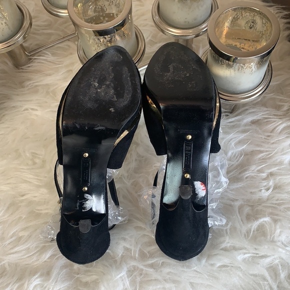 ZARA Women’s Black Suede Gold Heel Open Toe Shoes Size EU 39 - Picture 5 of 15
